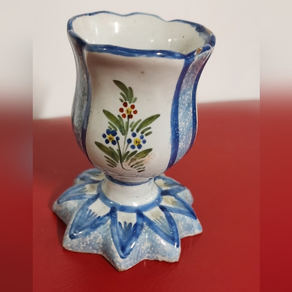 Vintage HB Henriot Quimper France Hand Painted Woman & Man Egg Cup Signed HB - Picture 3 of 6